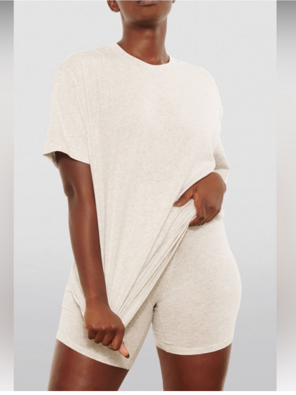 Skims Boyfriend T-Shirt Jersey Lounge Top Oatmeal Heathered Medium